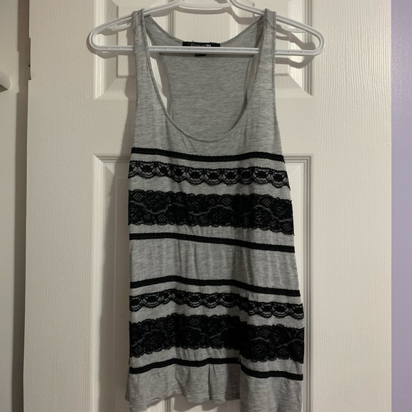 3 for $15 Forever 21 Grey & Black Lace Tank Top - Picture 2 of 7